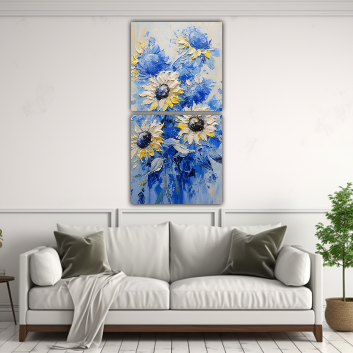 PINTURA EN LIENZO ESTILO VANGUARDIA: GIRASOLES 60X120 CM - 2