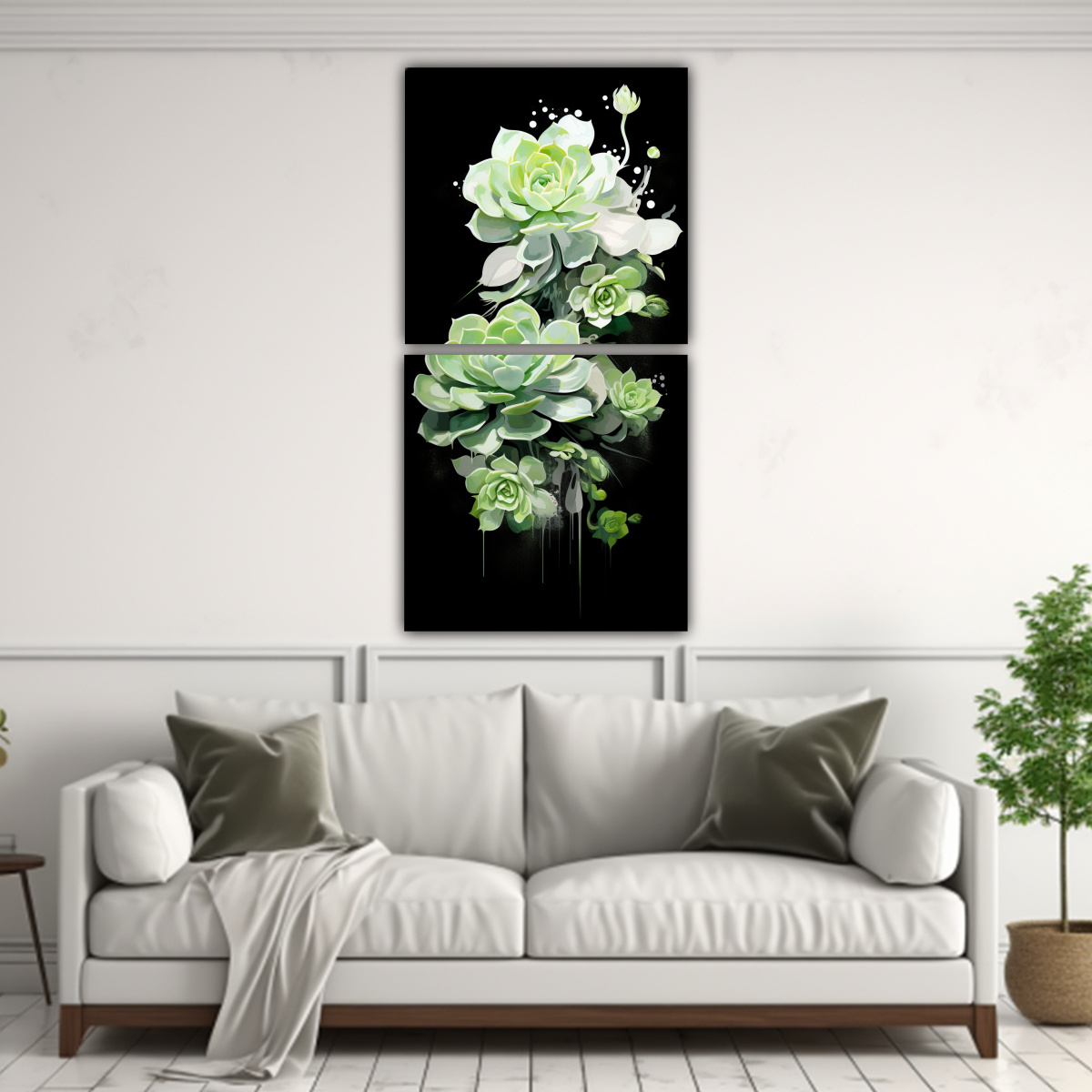 PINTURAS DECORATIVAS DE PLANTAS SUCULENTAS EN 30X60 CM - 2