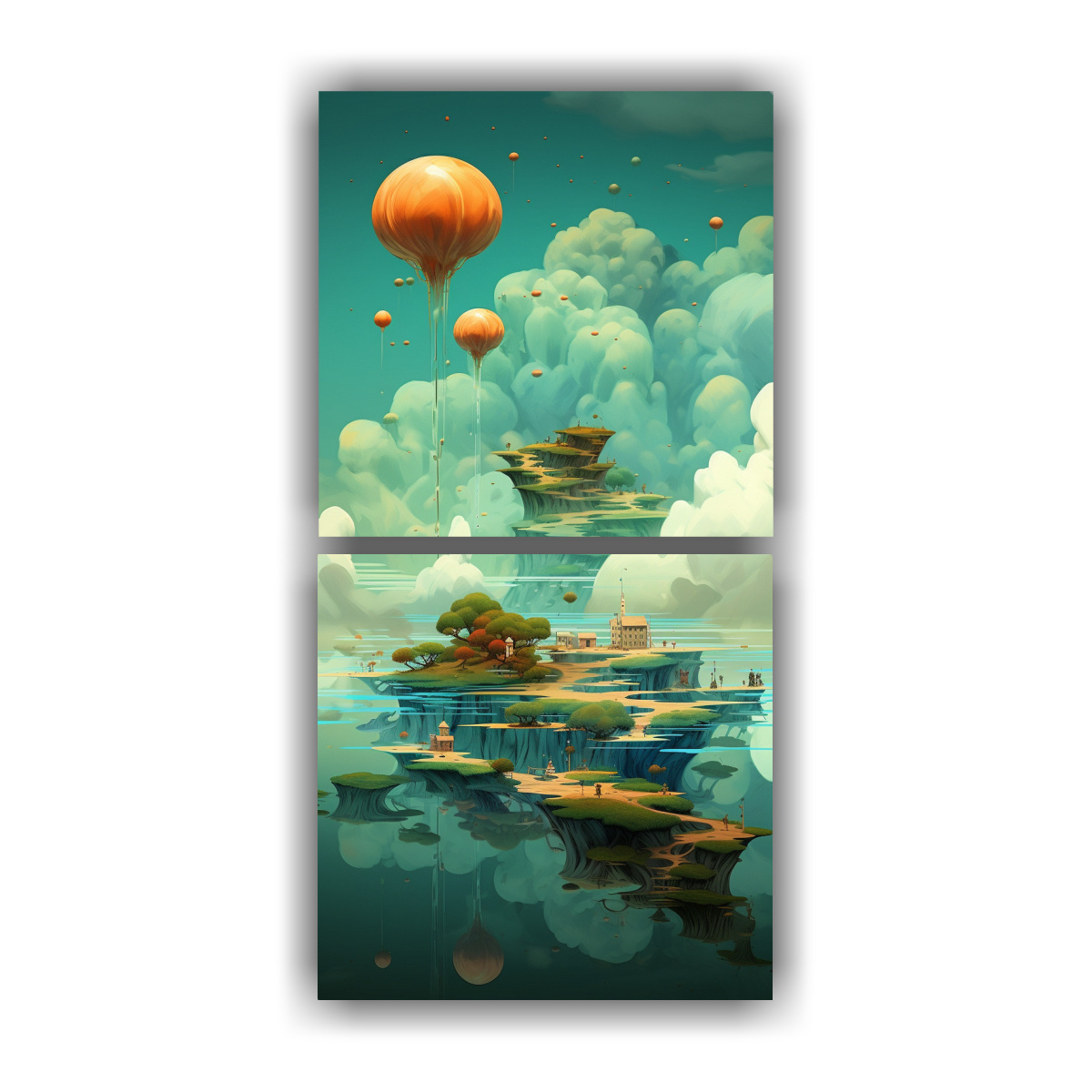 DOS CUADROS INSPIRADOR PARA SALA: PAISAJE 30X60 CM - 1