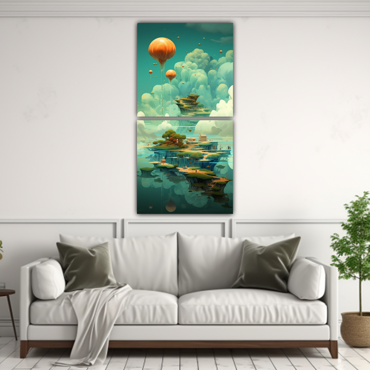 DOS CUADROS INSPIRADOR PARA SALA: PAISAJE 30X60 CM - 2