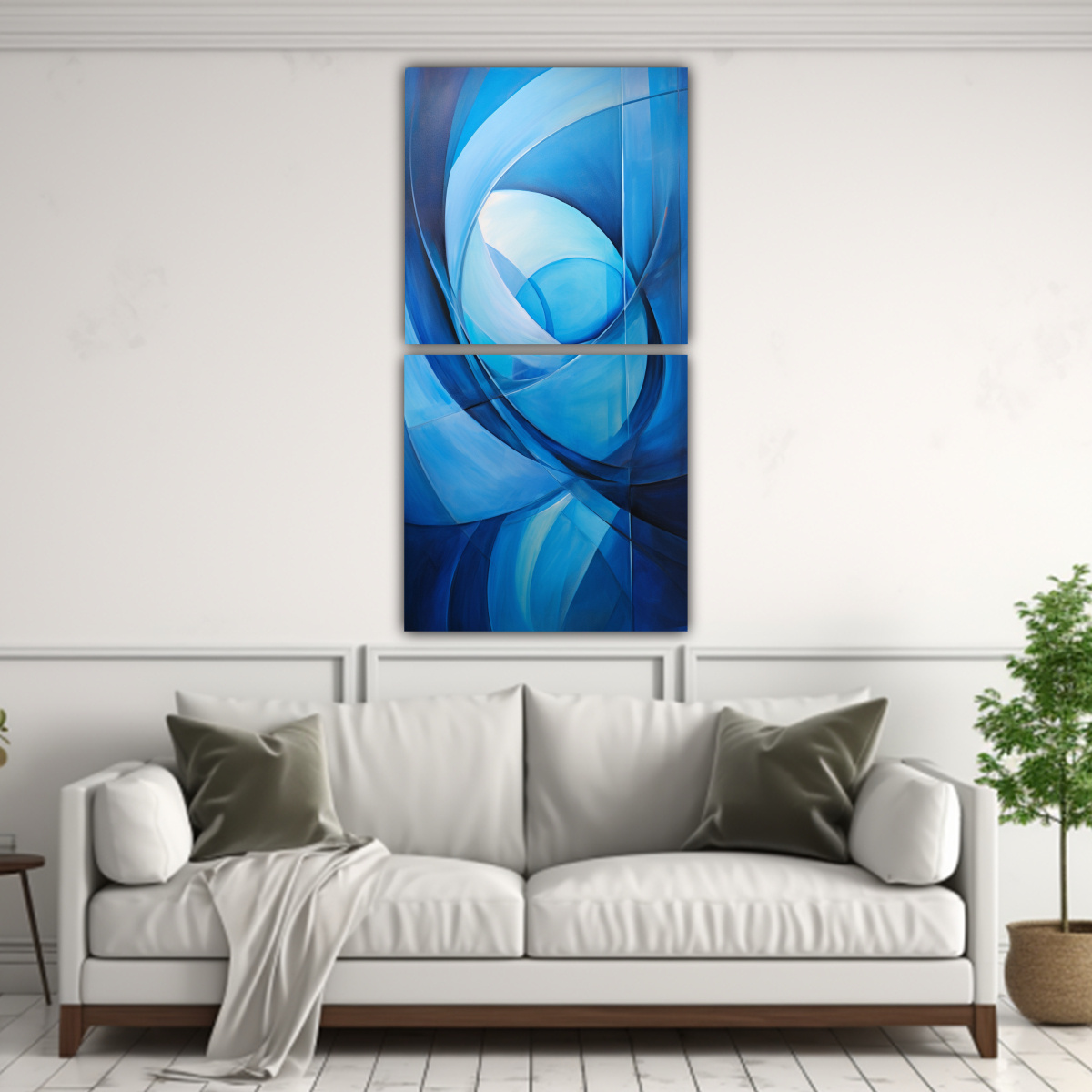 CUADROS ABSTRACTOS EN TONOS DE AZUL EN BASTIDOR 60X120 CM - 2