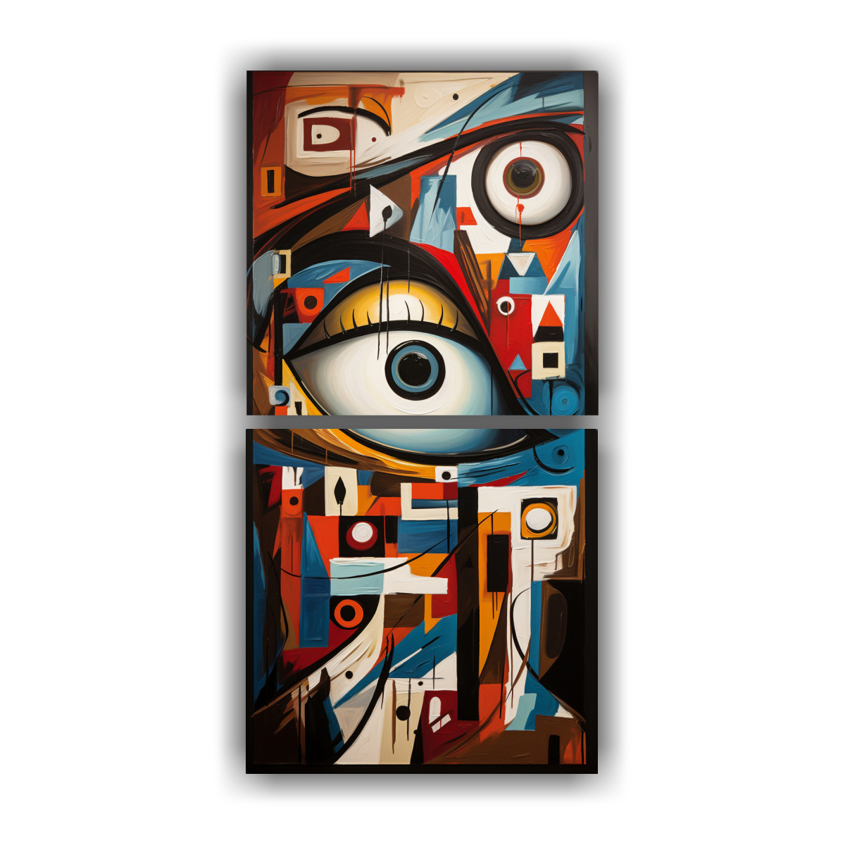 DÍPTICO DISEÑO MODERNO CUADRO ABSTRACTO CON OJOS 50X100 CM - 1