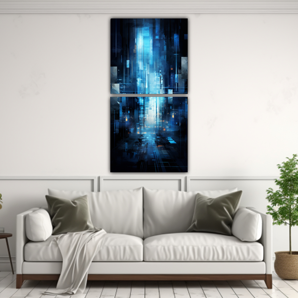 PINTURAS DECORATIVAS EN AZUL Y GRIS DE LA 40X80 CM - 2