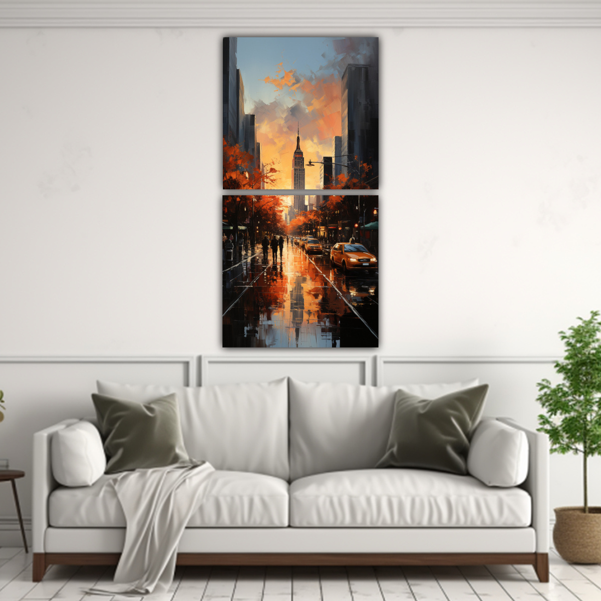 PINTURA DIPTICO INSPIRADOR INTERIORES DE LA 60X120 CM - 2