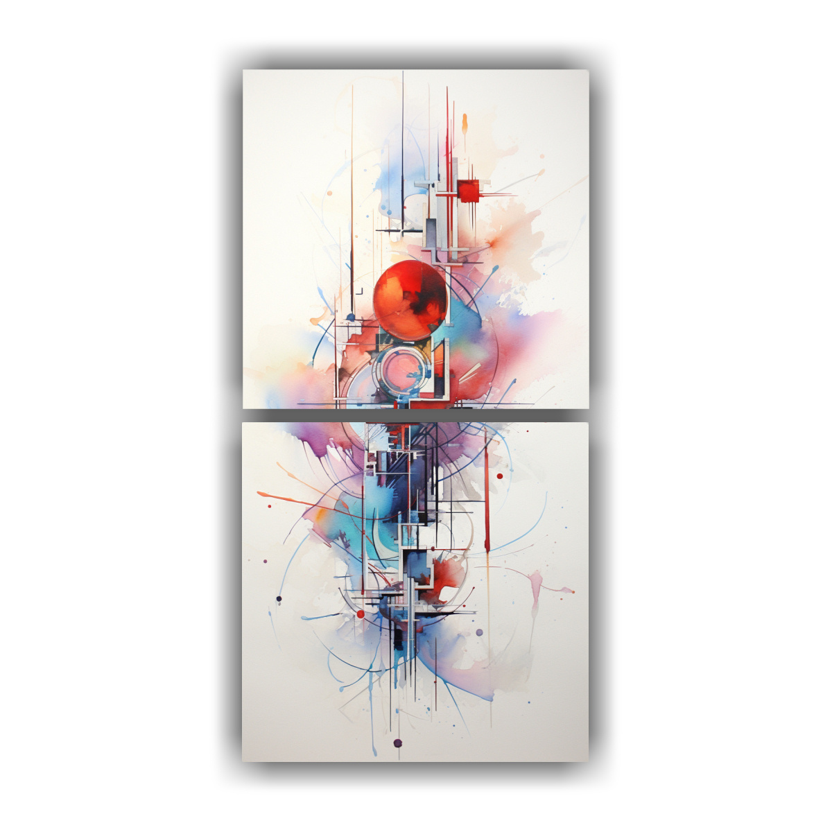 CUADROS ABSTRACTOS MODERNOS DE ACUARELA PARA 50X100 CM - 1