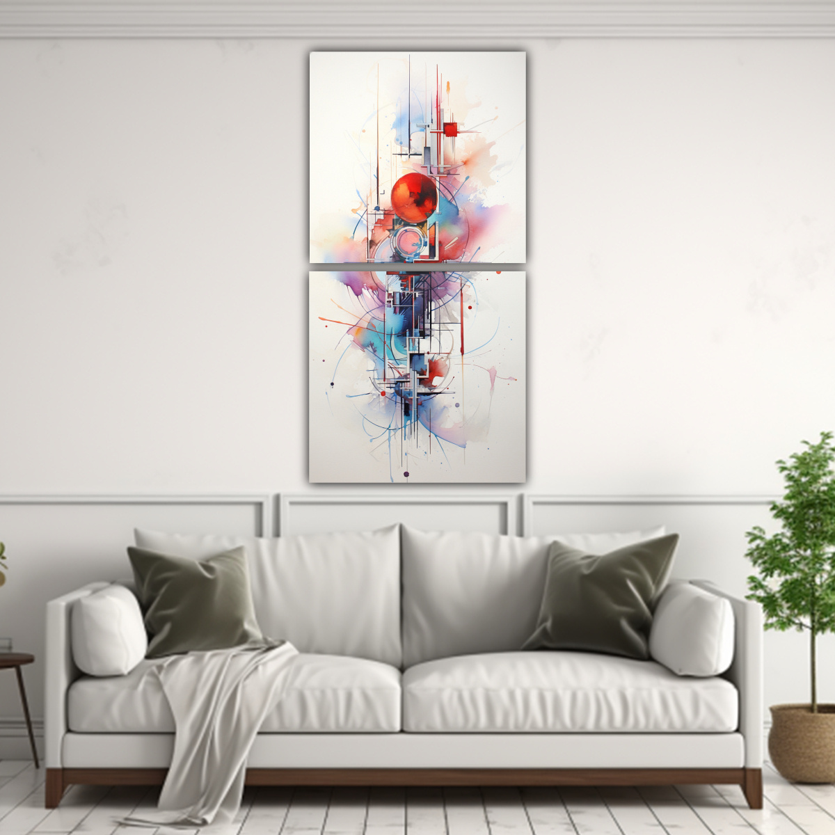CUADROS ABSTRACTOS MODERNOS DE ACUARELA PARA 50X100 CM - 2
