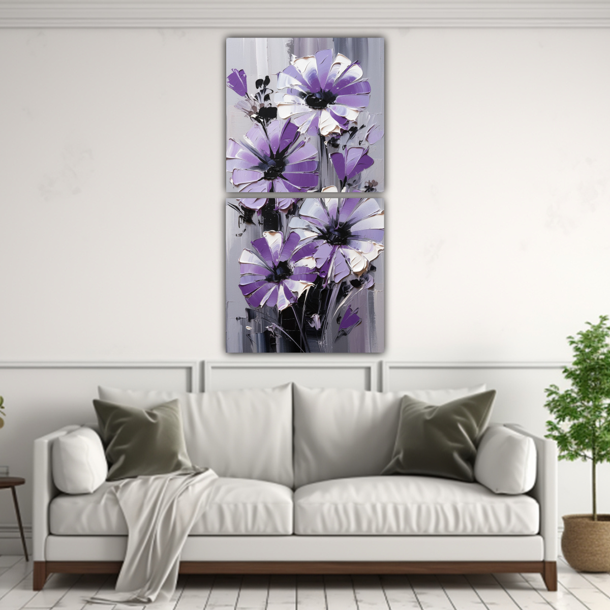 SET 2 LIENZOS DECORATIVOS IMPRESIONANTE PINTURA 40X80 CM - 2