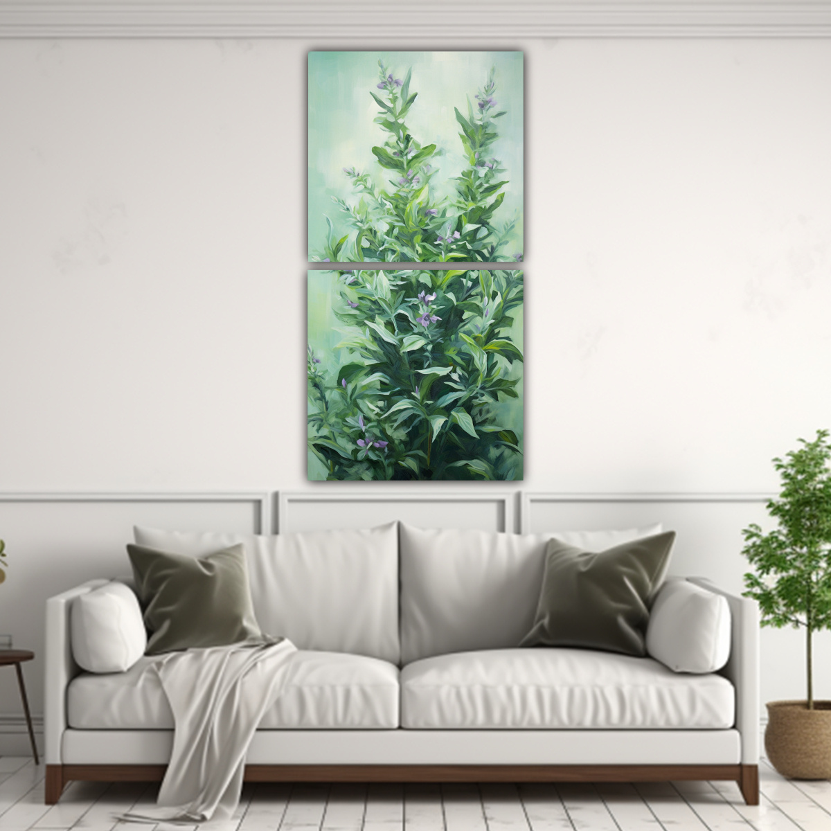 PINTURA ABSTRACTA ESTILO ÓLEO DE HIERBAS DE 70X140 CM - 2