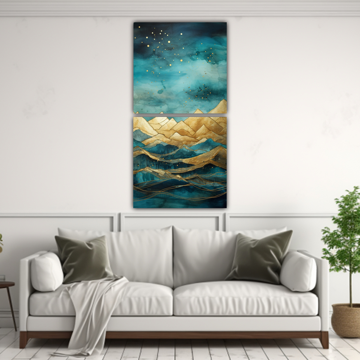 PINTURAS DECORATIVAS DE PAISAJE MONTAÑOSO CON 80X160 CM - 2