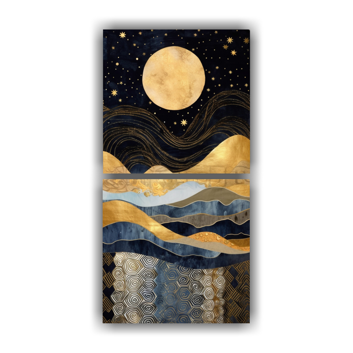 PINTURA SIMÉTRICA CON LUNA CERCA DE LAS 60X120 CM - 1