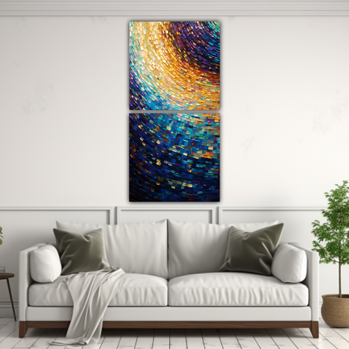 CUADROS ABSTRACTOS LUMINOSOS DE PUNTOS EN 70X140 CM - 2