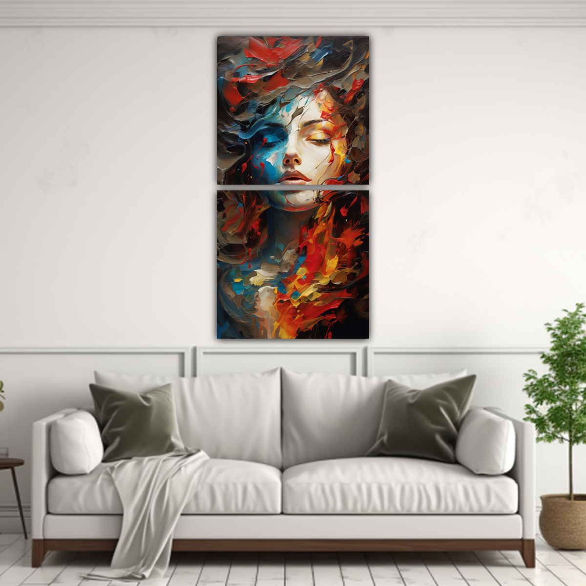 PINTURAS ABSTRACTAS CUERPOS HUMANOS PARA 80X160 CM - 2