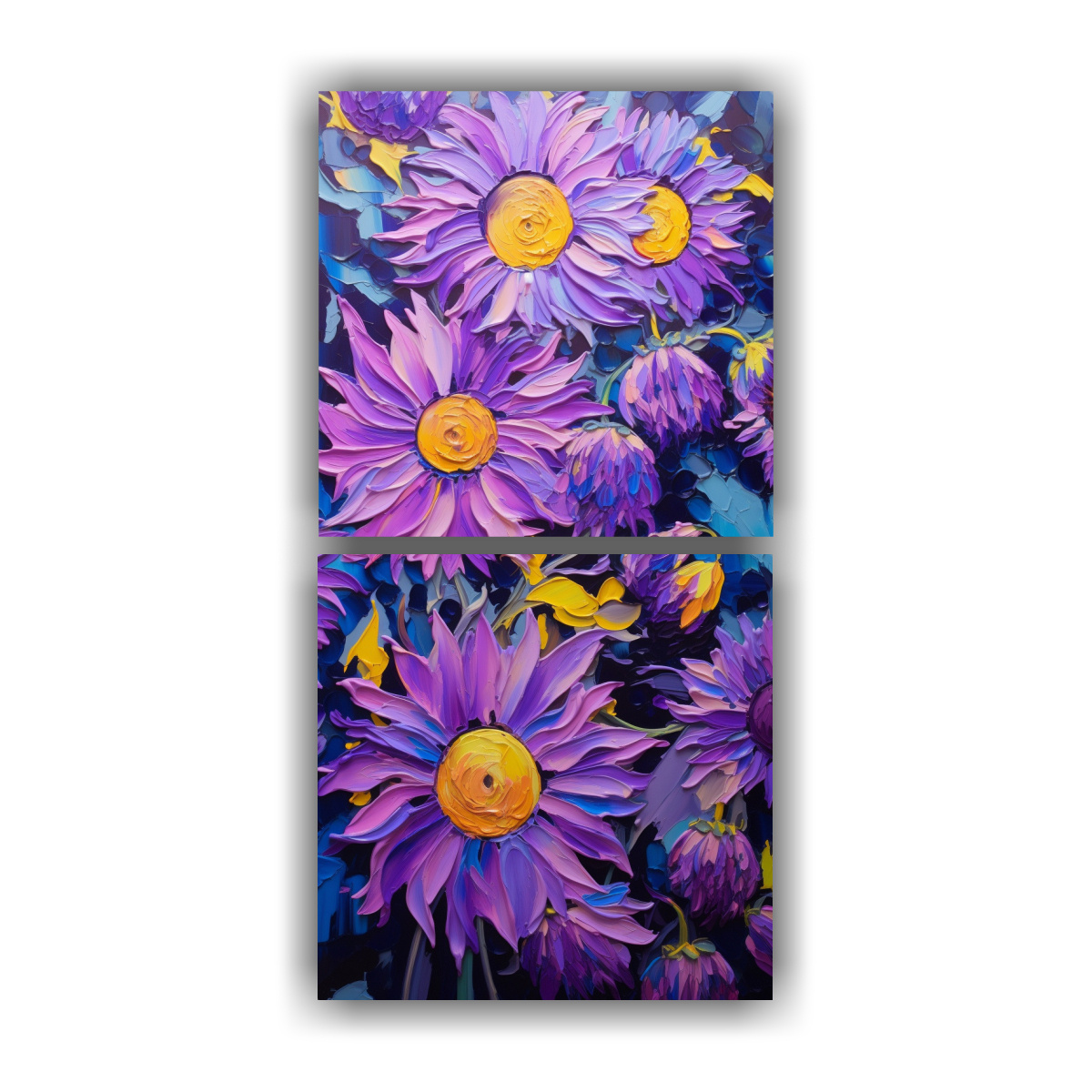 CUADRO DE GIRASOLES MORADOS EN LIENZO ESTILO 60X120 CM - 1