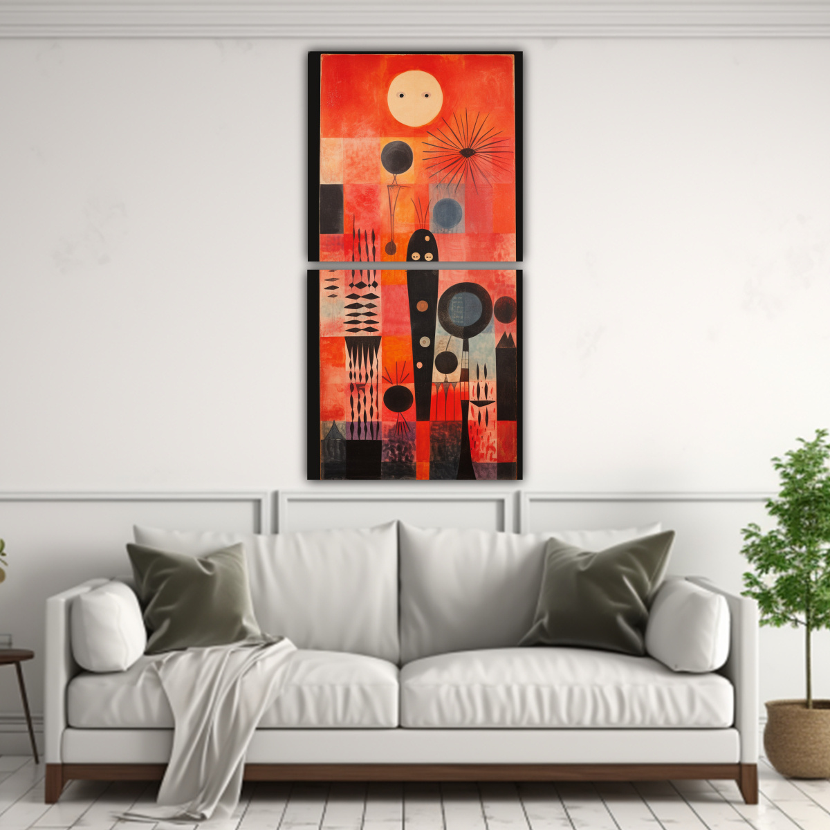 CUADROS MINIMALISTAS CÁLIDOS DE LIENZO POR 80X160 CM - 2