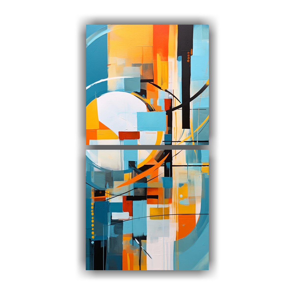 SET 2 CUADROS AMBIENTE MODERNO PINTURA ABSTRACTA 70X140 CM - 1