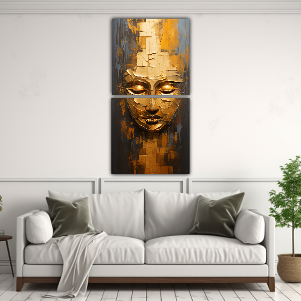 SET 2 CUADROS IMPRESOS DE ROSTRO DE BUDA EN 50X100 CM - 2