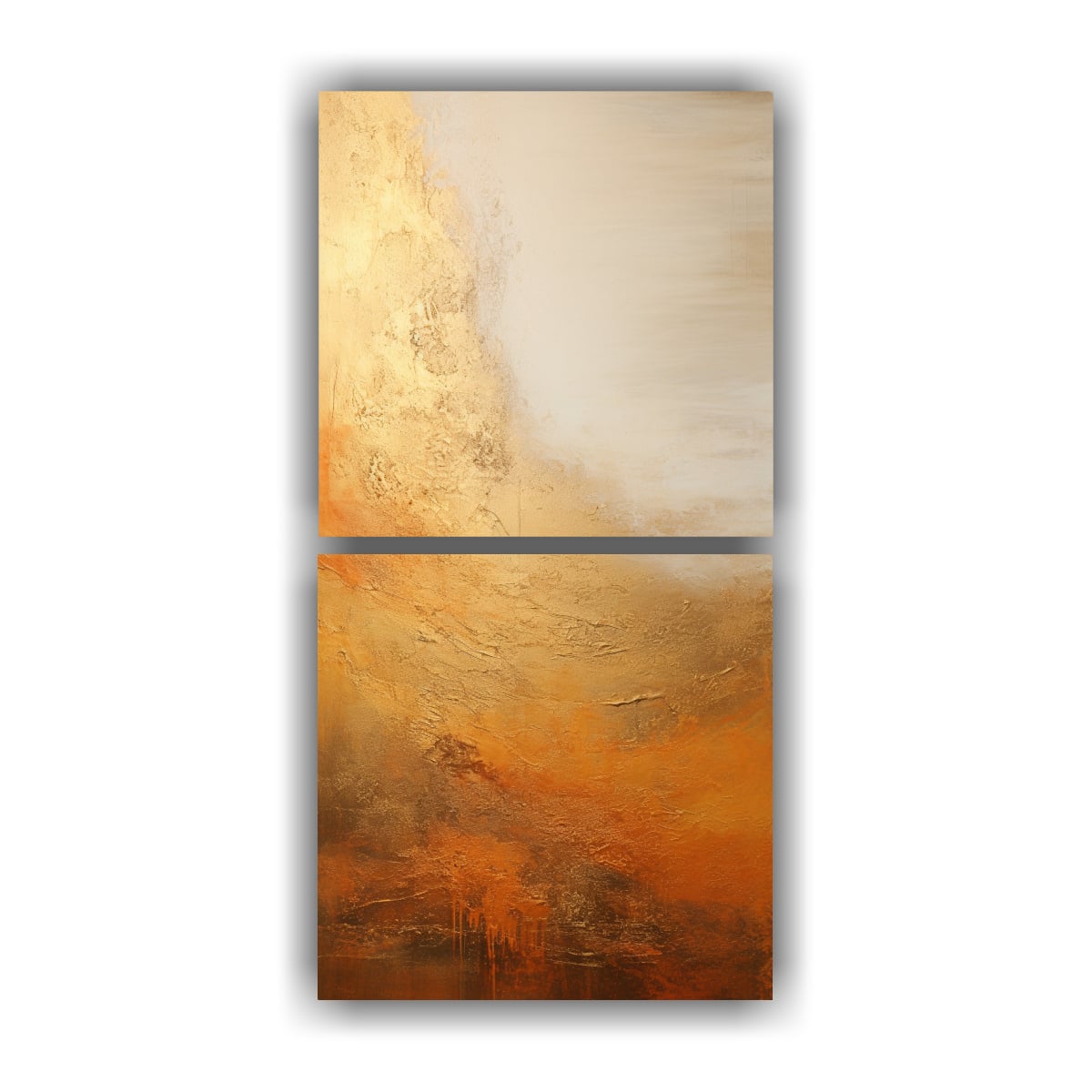 PINTURA ABSTRACTA DORADA EXPRESIVIDAD DOS ARTES 60X120 CM - 1