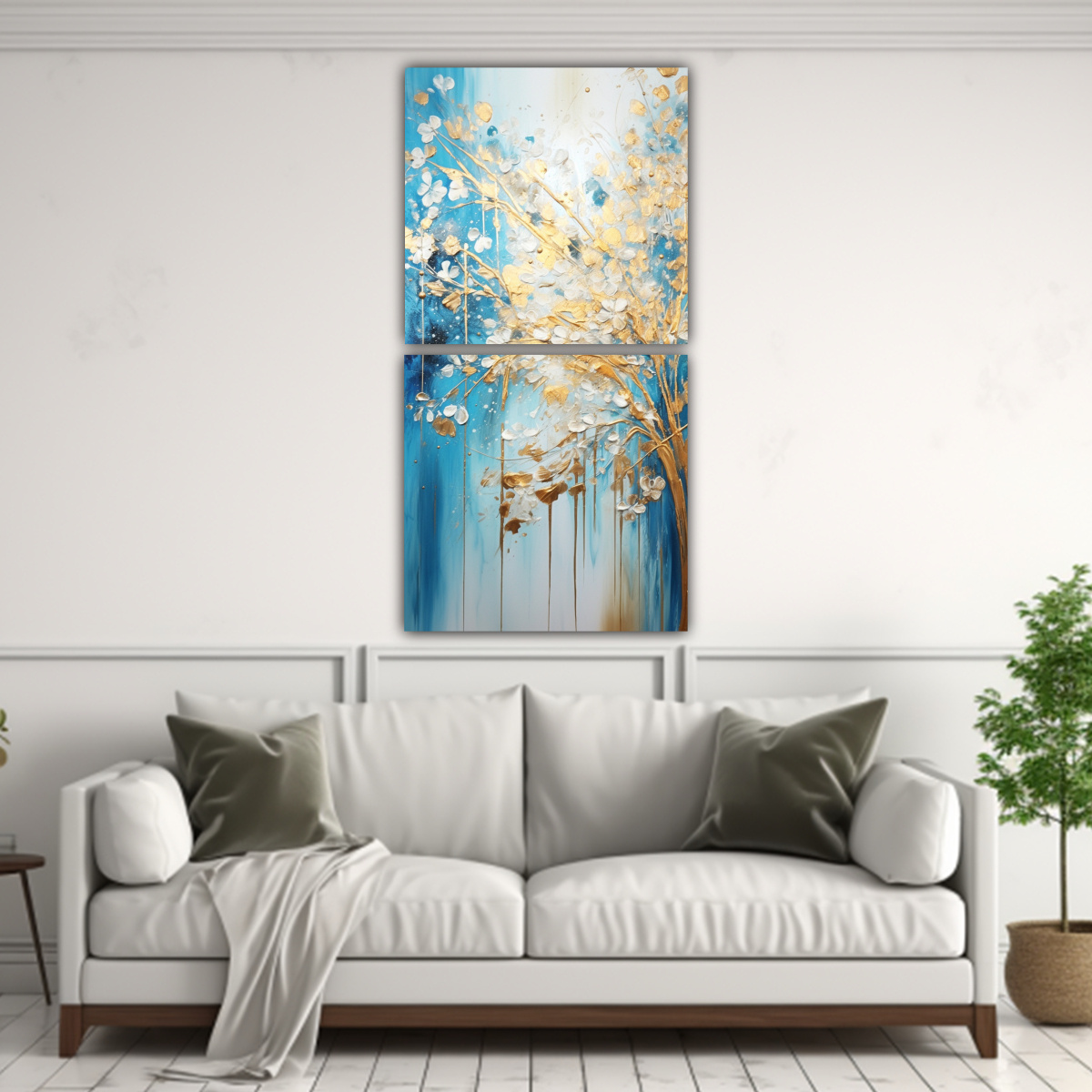 PINTURA DE PARED VIBRANTE Y DORADA PARA UNA 30X60 CM - 2