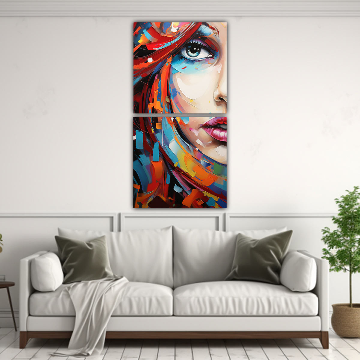 2 CUADROS EXPRESIÓN ARTE POP PINTURA ABSTRACTA 50X100 CM - 2