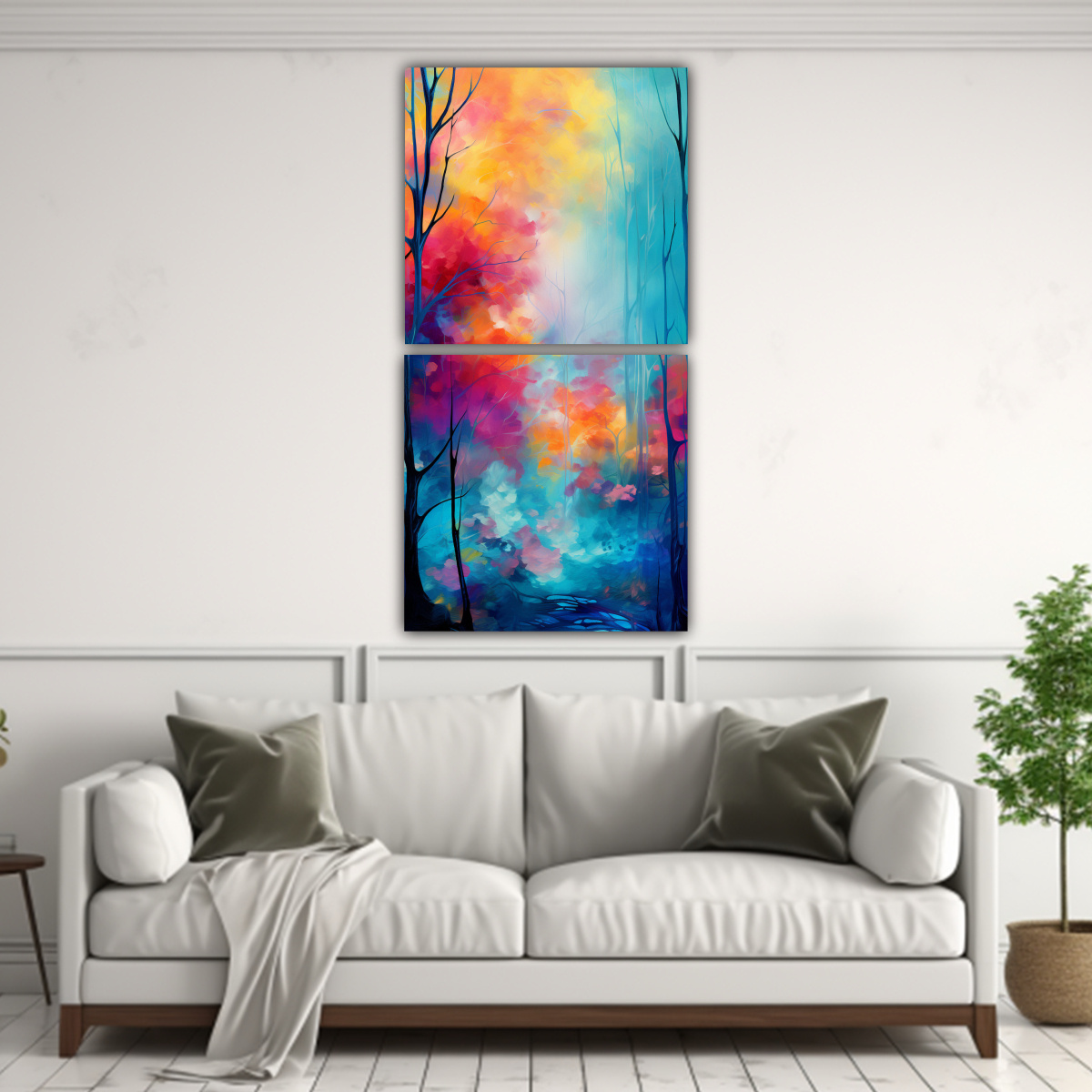 CUADROS ABSTRACTOS REPRESENTACIÓN BOSQUE ESCENA 50X100 CM - 2