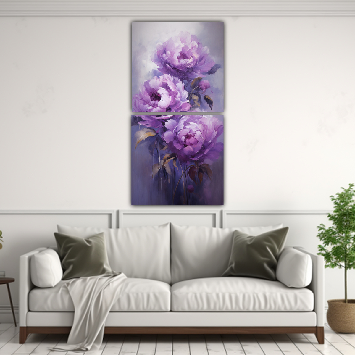 CUADROS MOVIMIENTO ARTE GRAFICO A PURPLE PEONIES 60X120 CM - 2