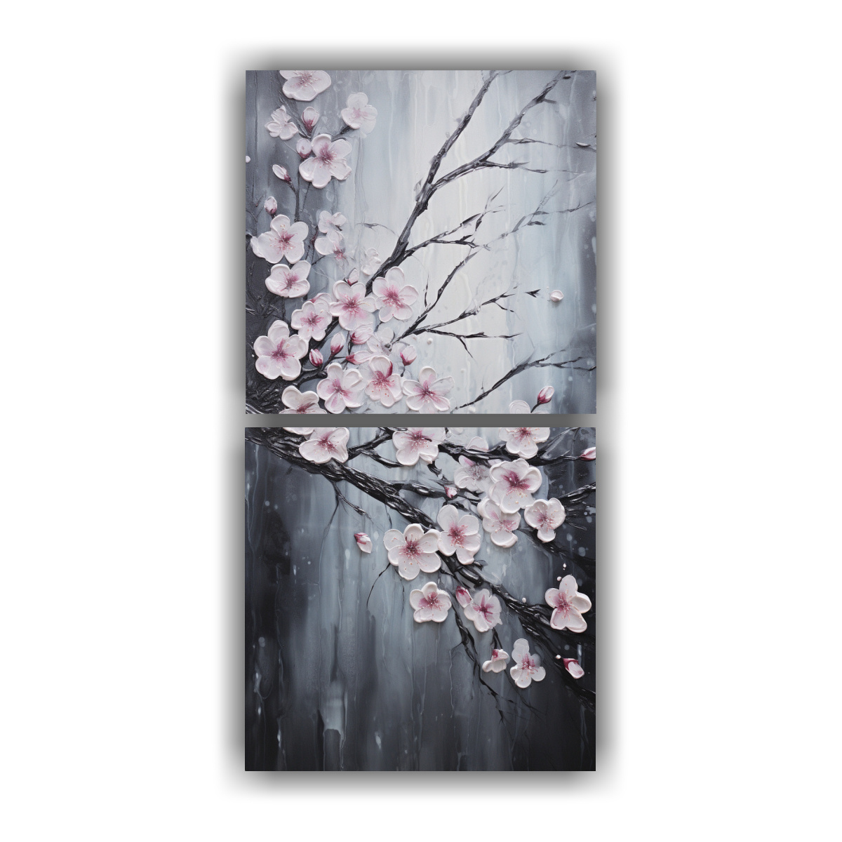 DOS LIENZOS DISEÑO ARMONÍA CON CEREZOS NEGROS 30X60 CM - 1