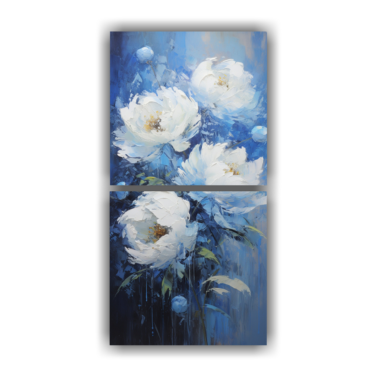 CUADRO MODERNO INNOVADOR DE PEONÍAS AZULES EN 50X100 CM - 1