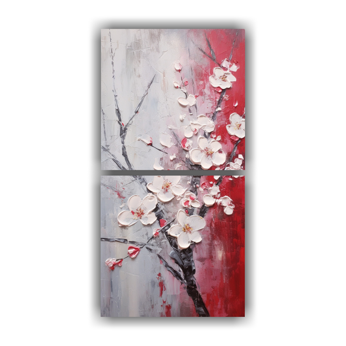 CUADRO DE FLORES DE CEREZO ROJO EN LA DECORACIÓN 70X140 CM - 1