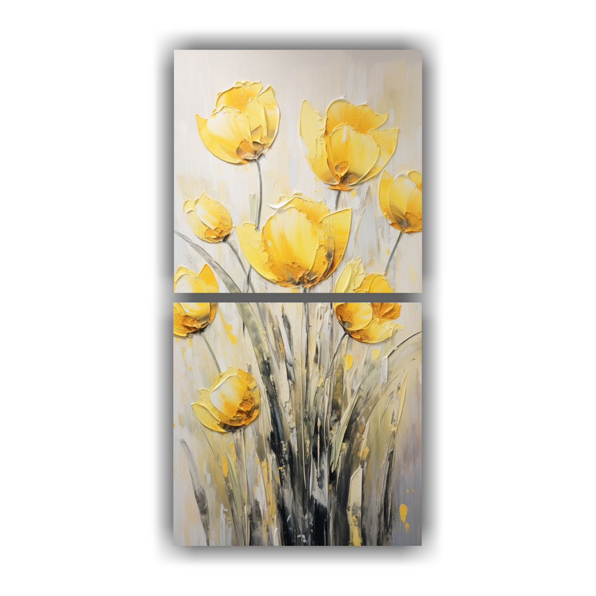CUADRO ACUARELA BONITO DE TULIPANES AMARILLOS 50X100 CM - 1