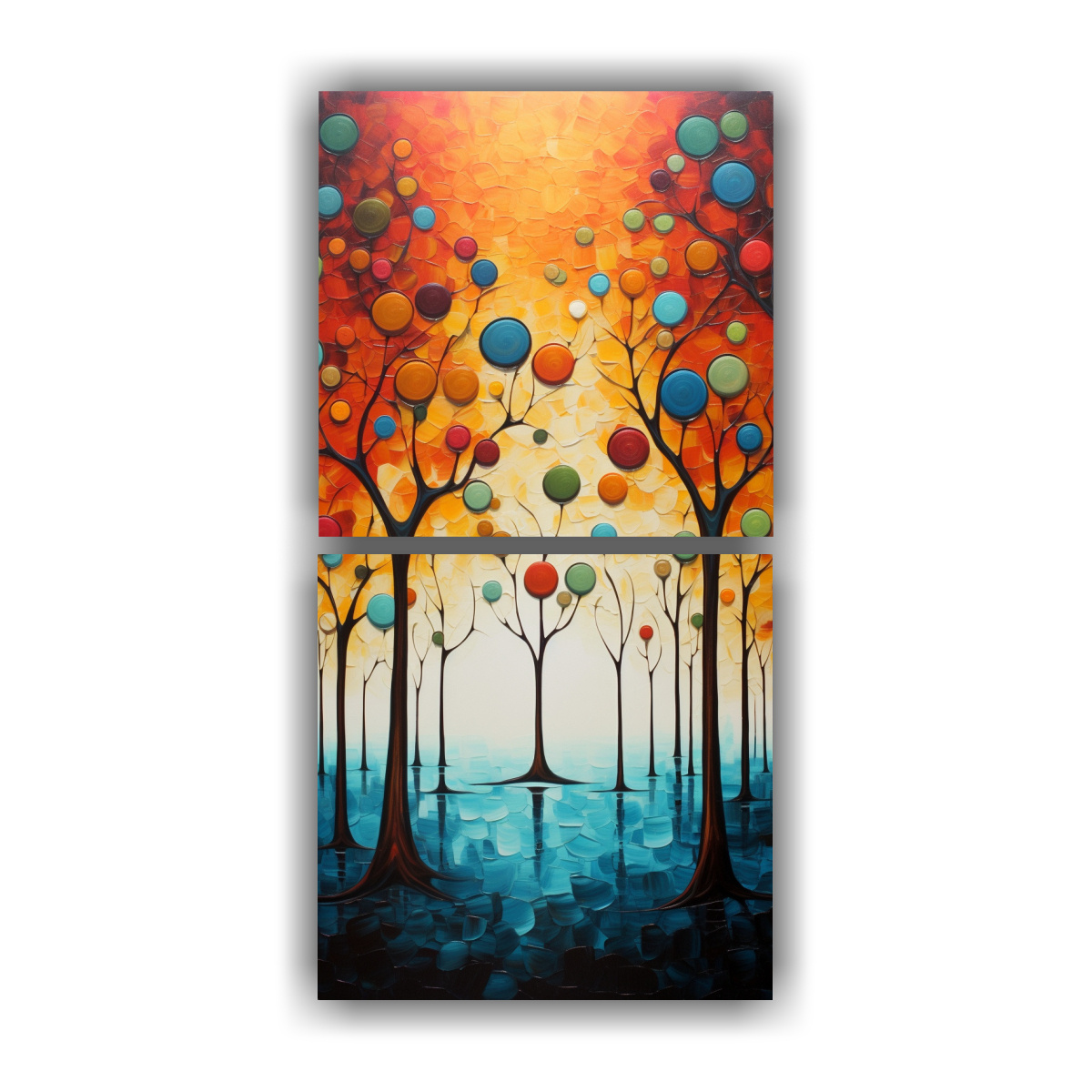 PINTURA ABSTRACTA DE ÁRBOLES PARA DECORAR EL 40X80 CM - 1
