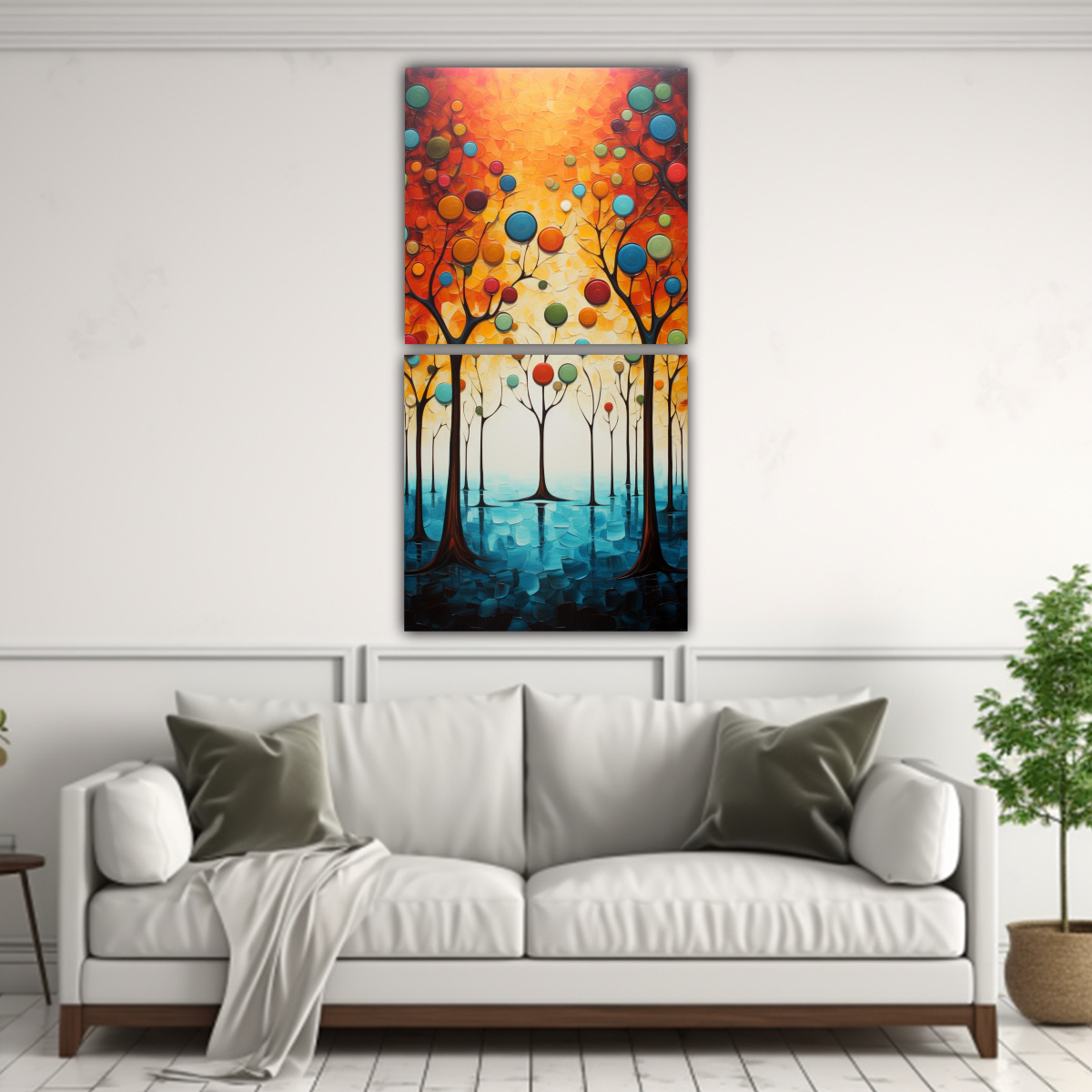 PINTURA ABSTRACTA DE ÁRBOLES PARA DECORAR EL 40X80 CM - 2