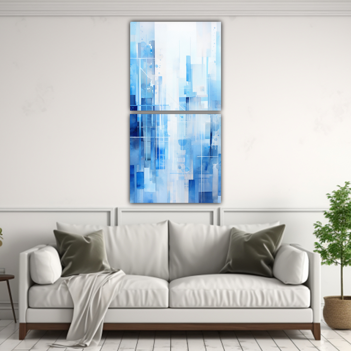 PINTURA DECORATIVA ABSTRACTA DE CIUDAD EN TONOS 50X100 CM - 2