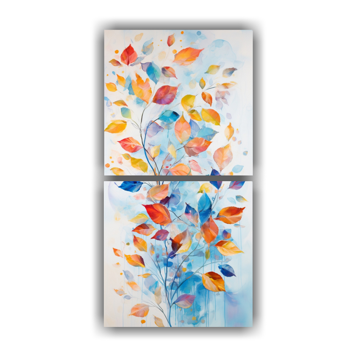 PINTURAS DECORATIVAS DE HOJAS COLORIDAS CON 30X60 CM - 1
