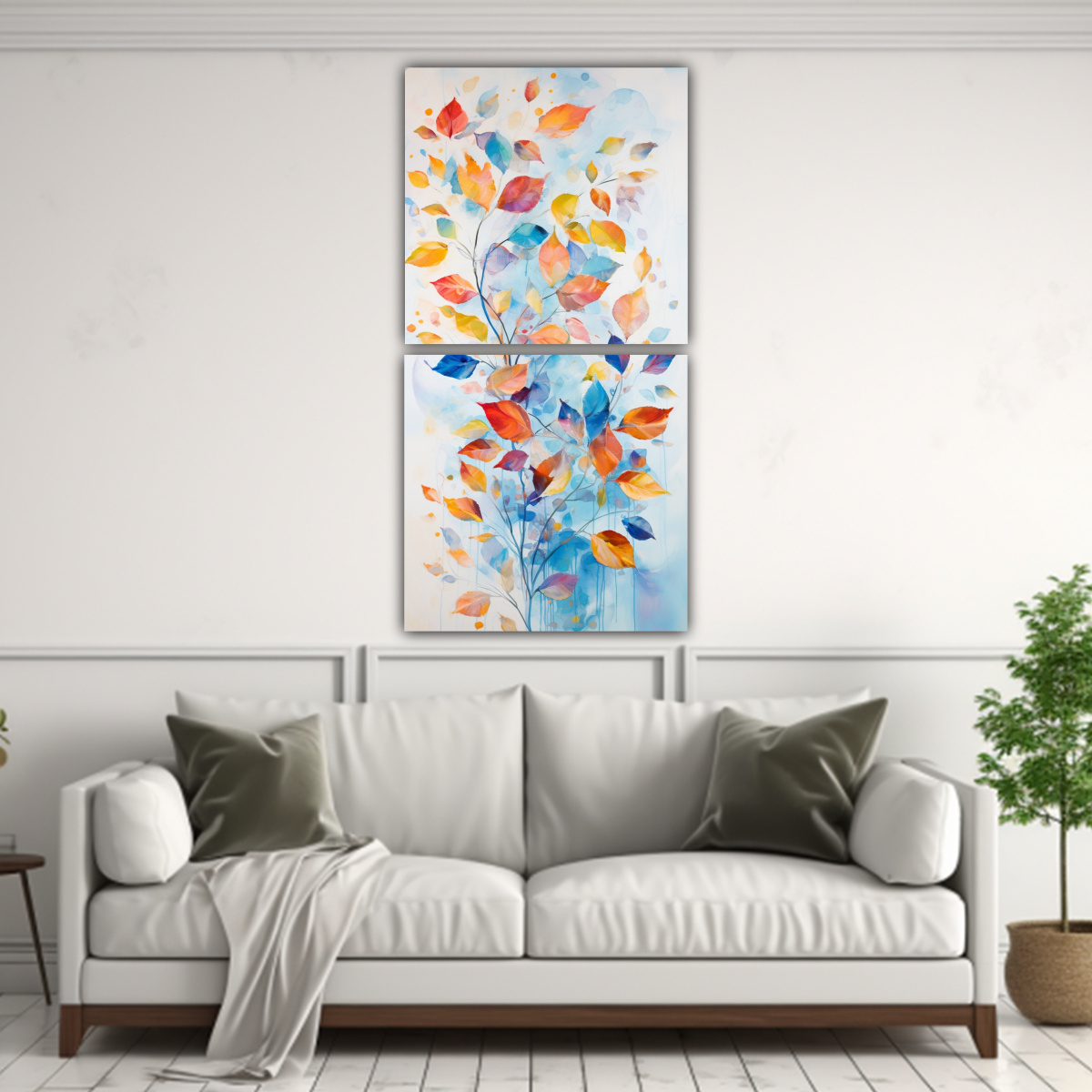 PINTURAS DECORATIVAS DE HOJAS COLORIDAS CON 30X60 CM - 2