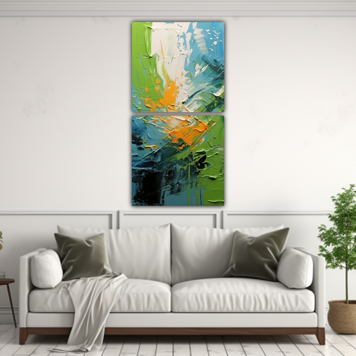 PINTURAS ABSTRACTAS DE ARTE AL ÓLEO CON 20X40 CM - 2