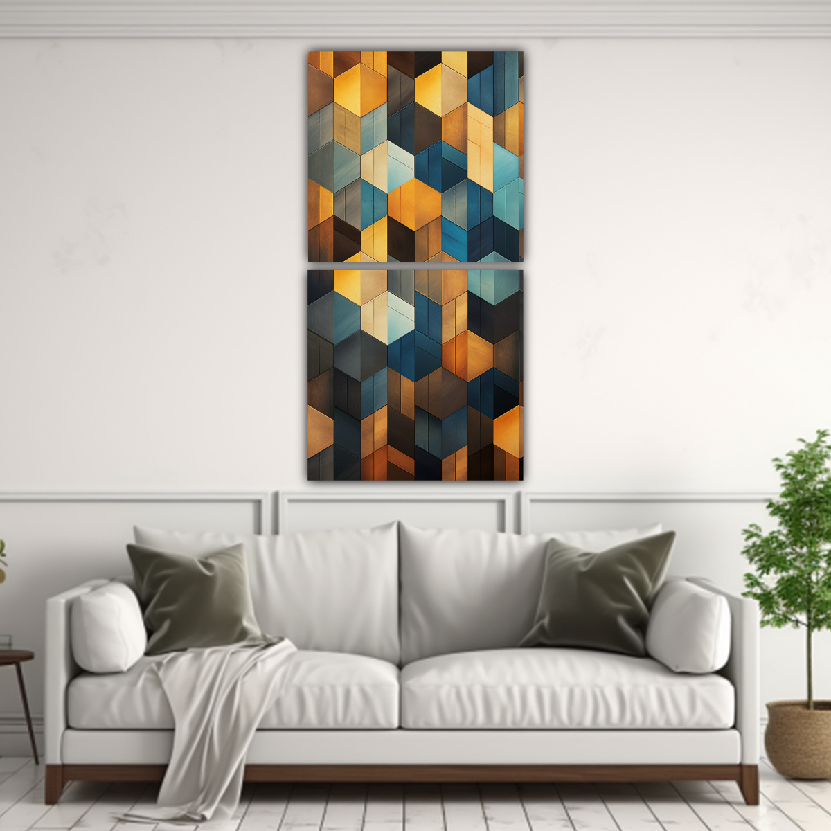CUADROS GEOMÉTRICOS DE ÉPOCA CON FORMA: 40X80 CM - 2