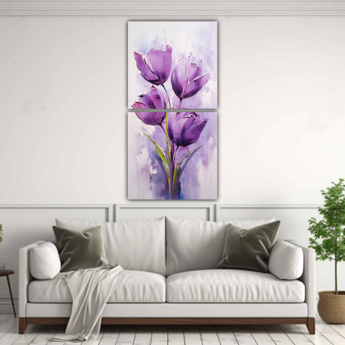 CUADROS SUBLIMADOS TELA MORADO TULIPANES 50X100 CM - 2