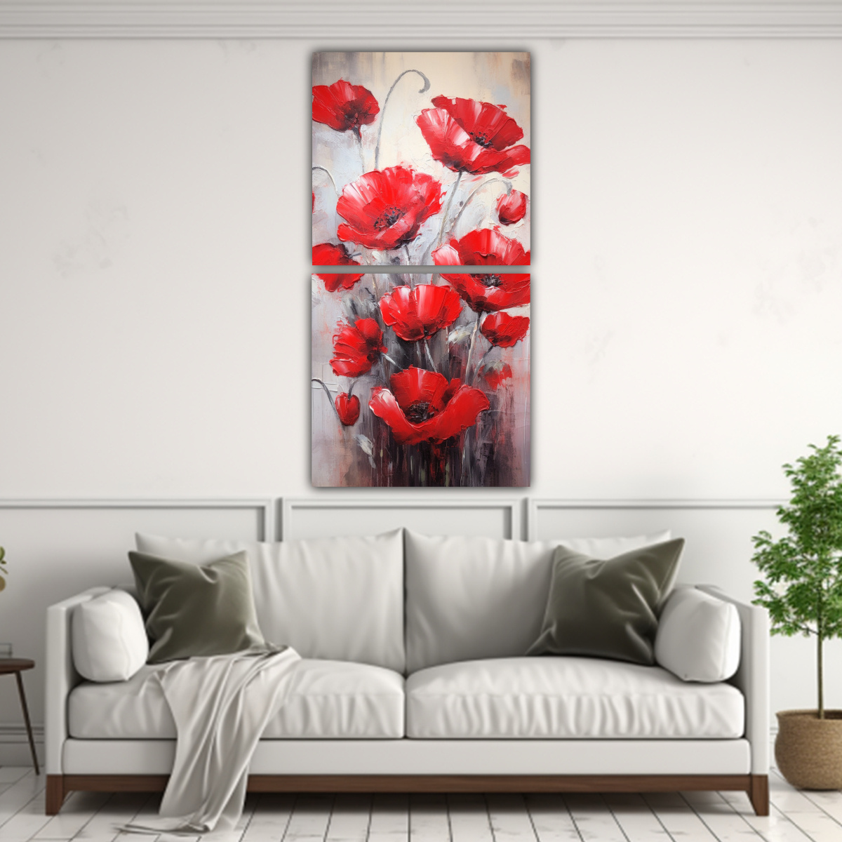 CUADRO COMPOSICIÓN ADORABLE A RED POPPIES EN 60X120 CM - 2