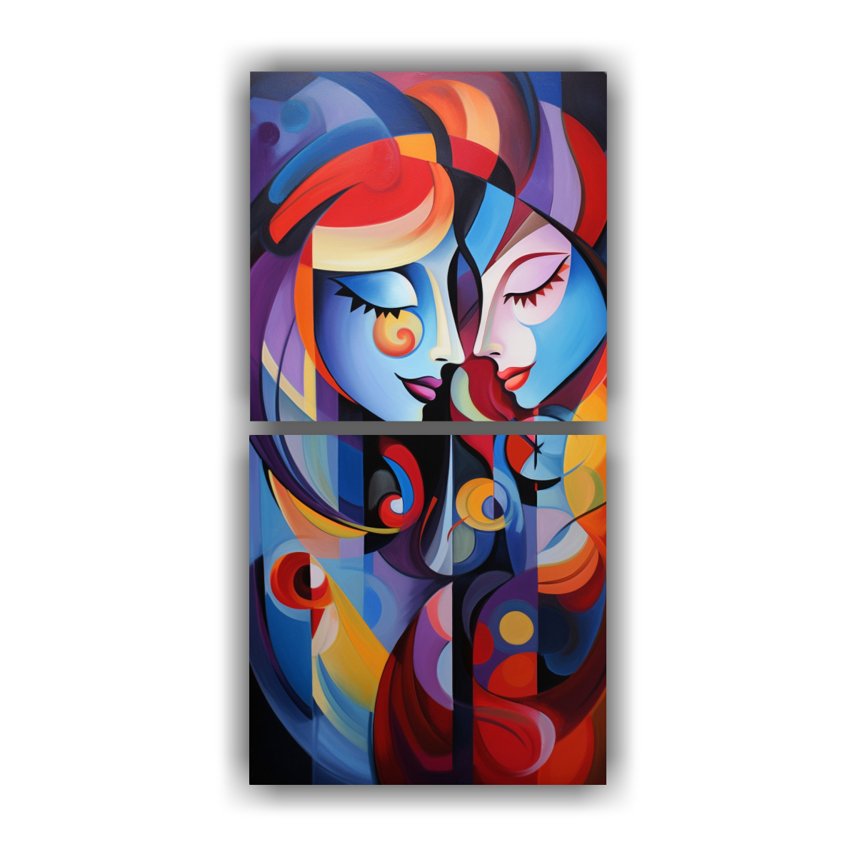 PINTURAS ABSTRACTAS DE FLORES EN TONOS DE DOS 60X120 CM - 1