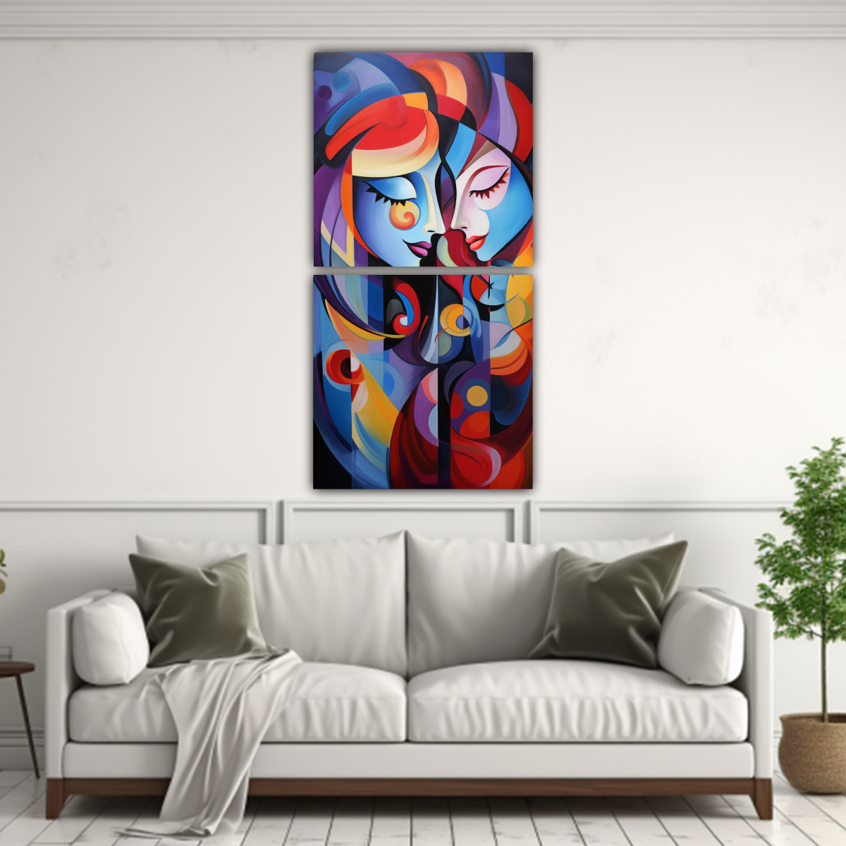 PINTURAS ABSTRACTAS DE FLORES EN TONOS DE DOS 60X120 CM - 2