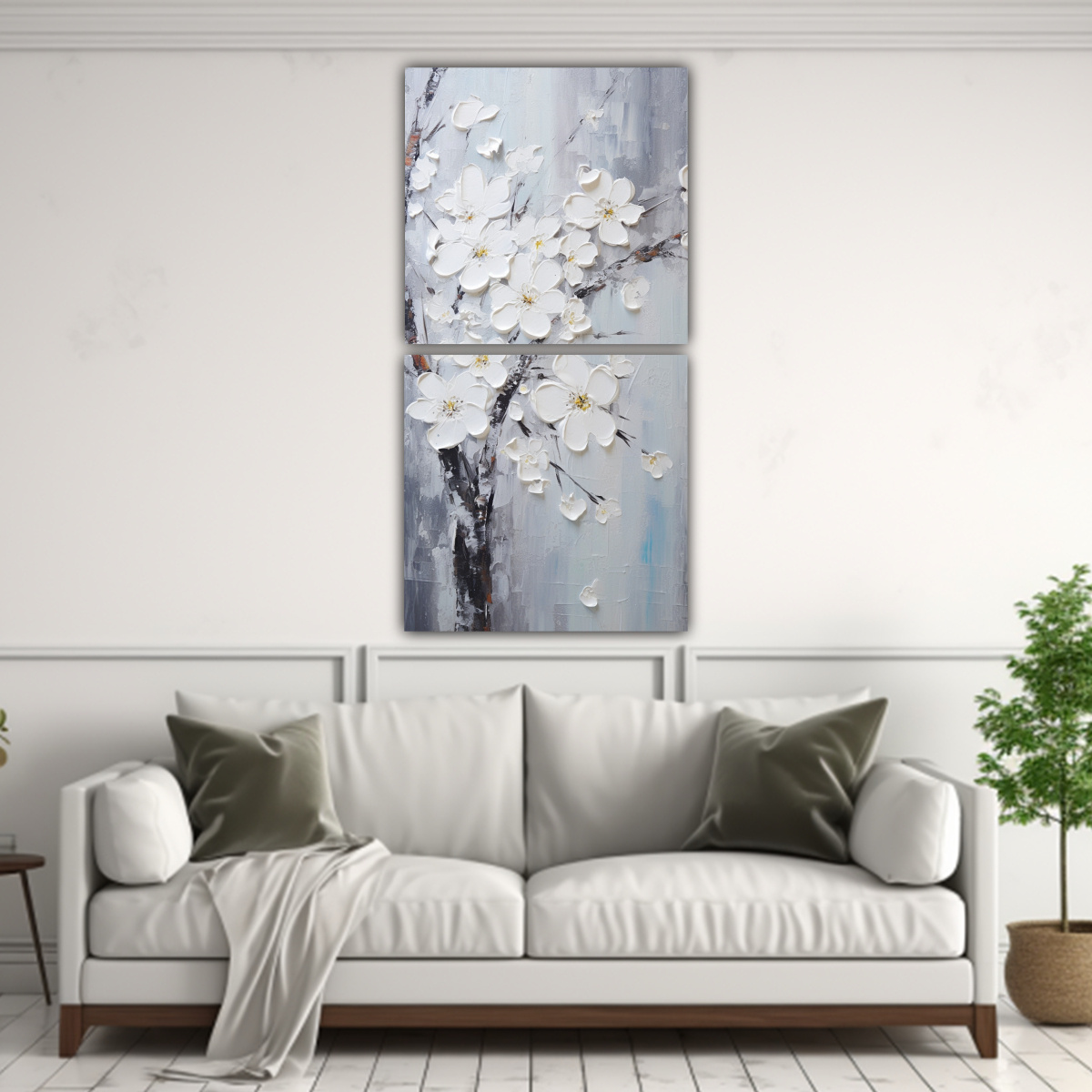CUADRO ESPECTACULAR DE CEREZOS BLANCOS EN 60X120 CM - 2
