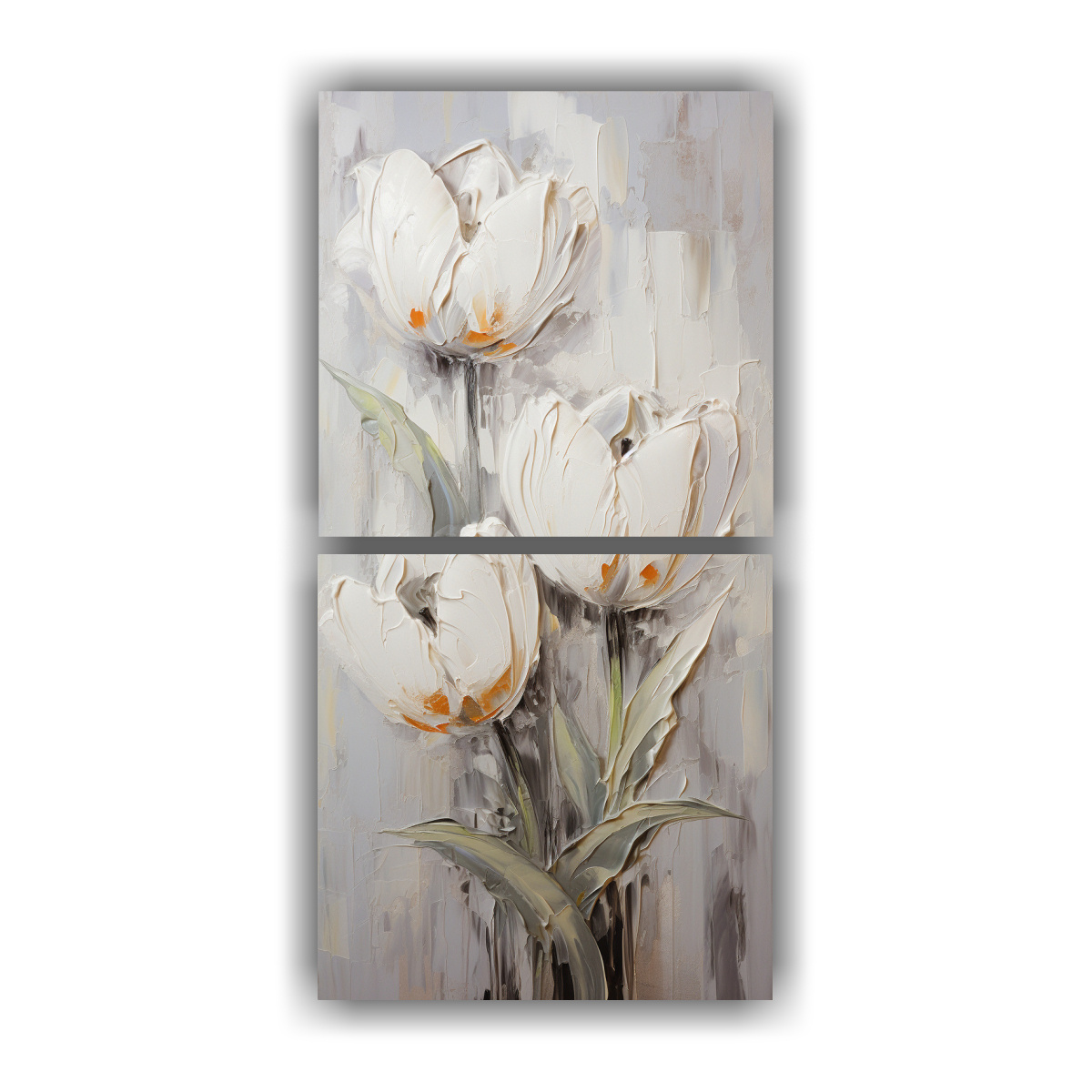 DIBUJOS EN LIENZO DE TULIPANES BLANCOS PARA 40X80 CM - 1