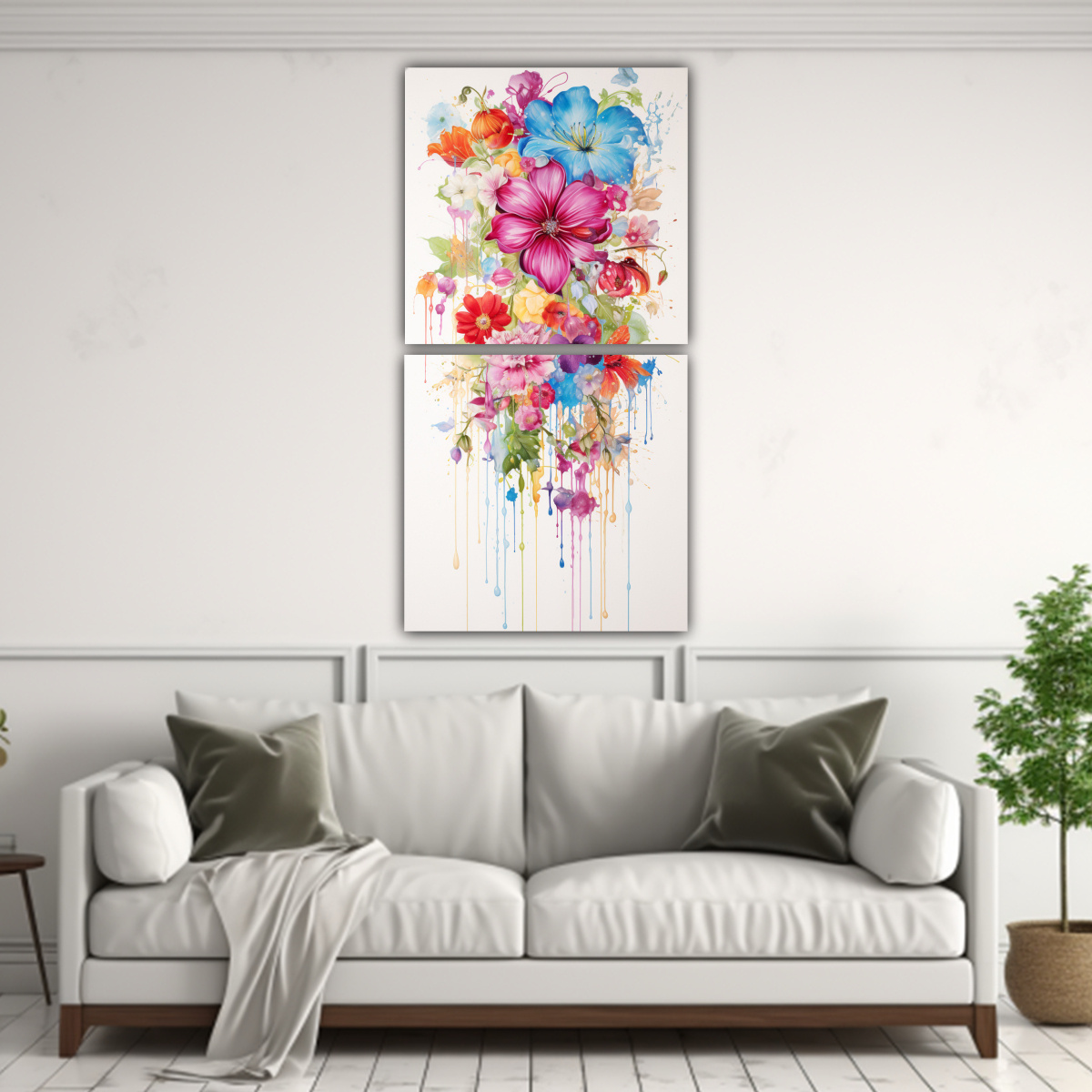 COMPOSICIÓN DINÁMICA EN DOS TELAS EN BASTIDOR, 70X140 CM - 2