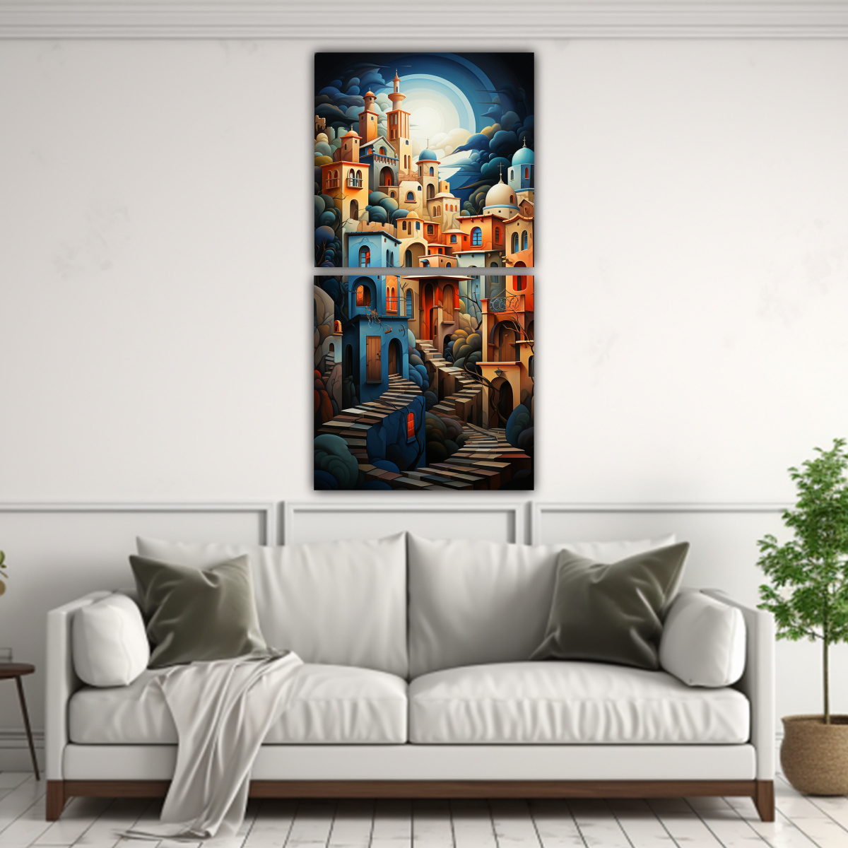 PINTURA VANGUARDIA DORMITORIO PAISAJE URBANO 70X140 CM - 2