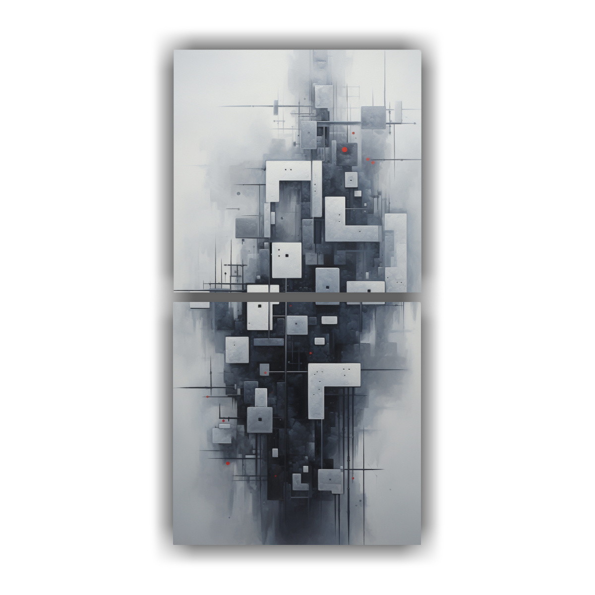 CONJUNTO 2 CUADROS ABSTRACTOS CALIDOS URBANO EN 20X40 CM - 1