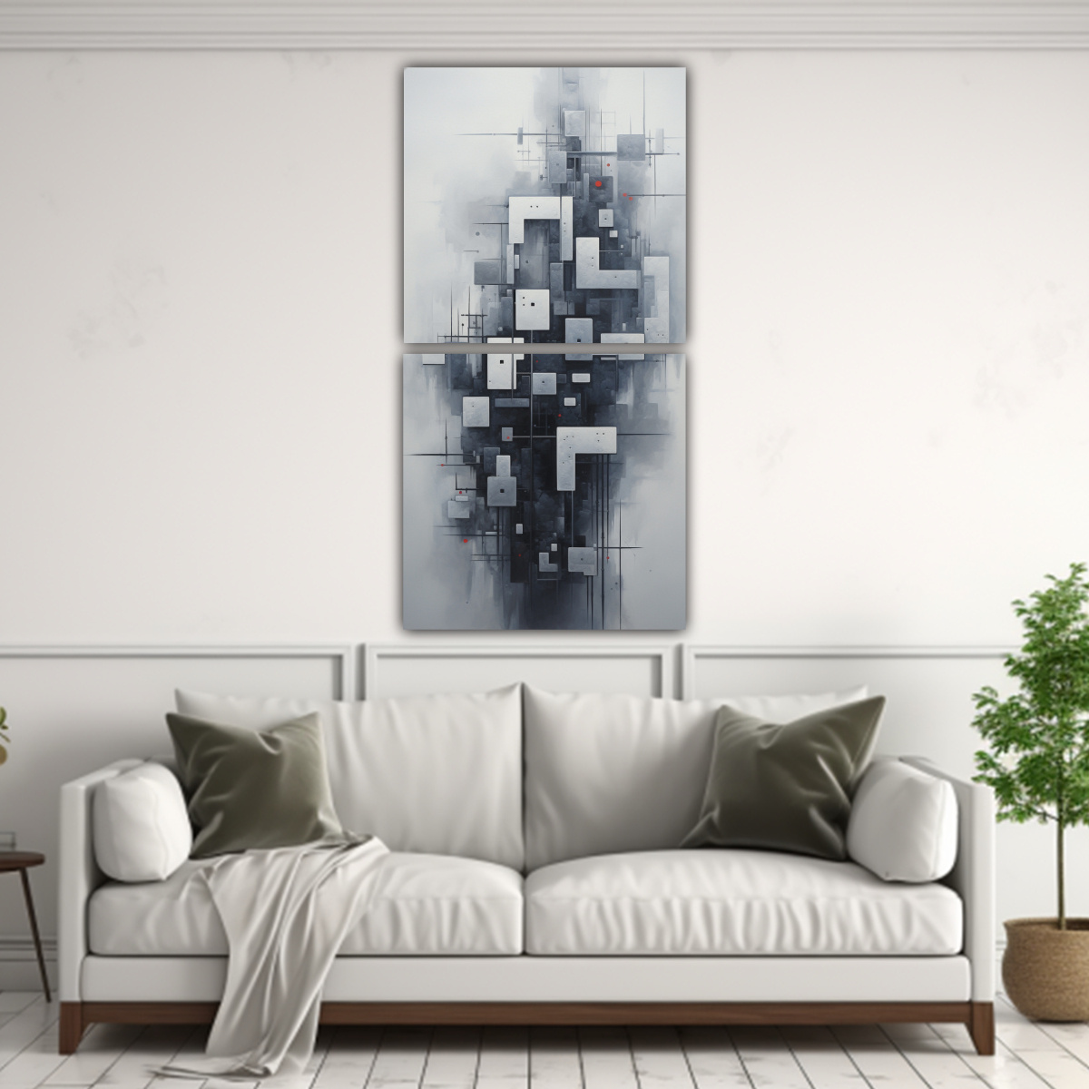 CONJUNTO 2 CUADROS ABSTRACTOS CALIDOS URBANO EN 20X40 CM - 2
