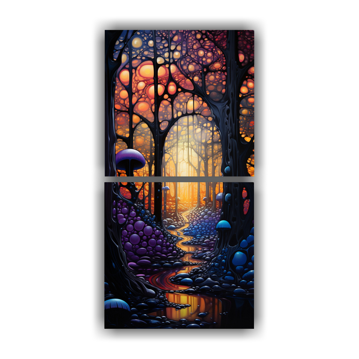 DOS TELAS EN BASTIDOR MOVIMIENTO MAJESTUOSAS DEEP 80X160 CM - 1