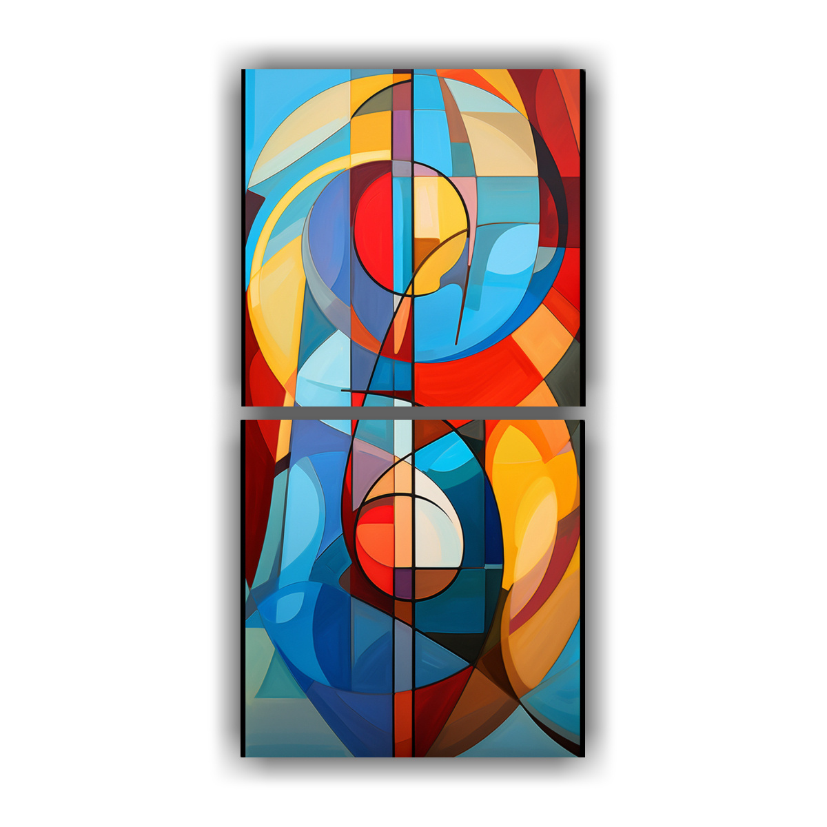 PINTURA DECORATIVA CUBISTA INSPIRADA EN LA 20X40 CM - 1