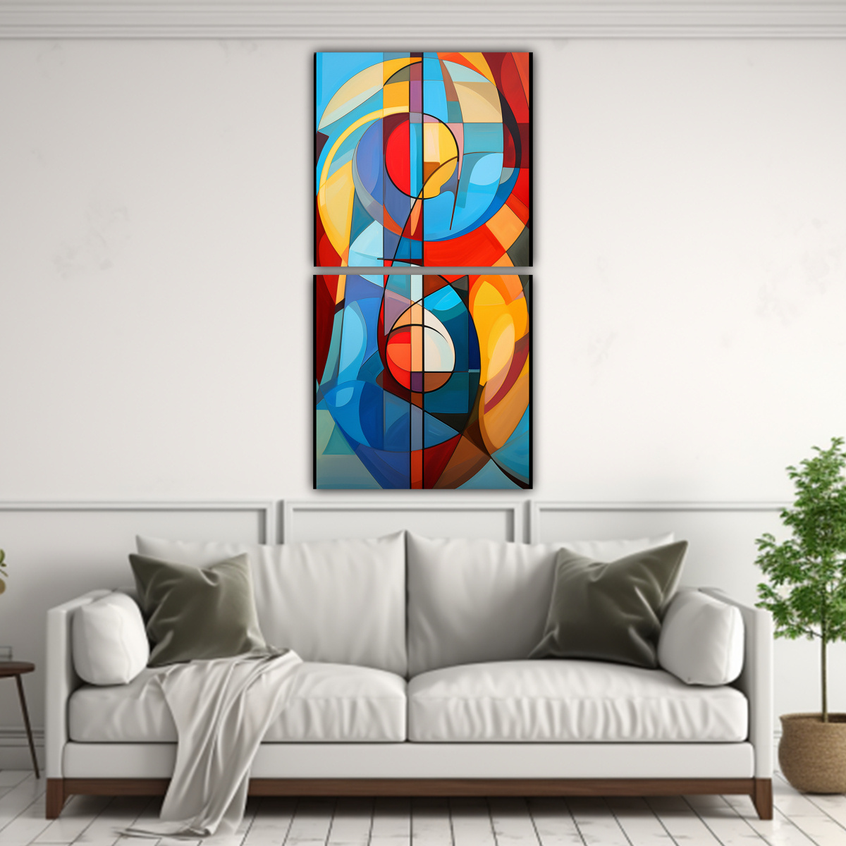 PINTURA DECORATIVA CUBISTA INSPIRADA EN LA 20X40 CM - 2
