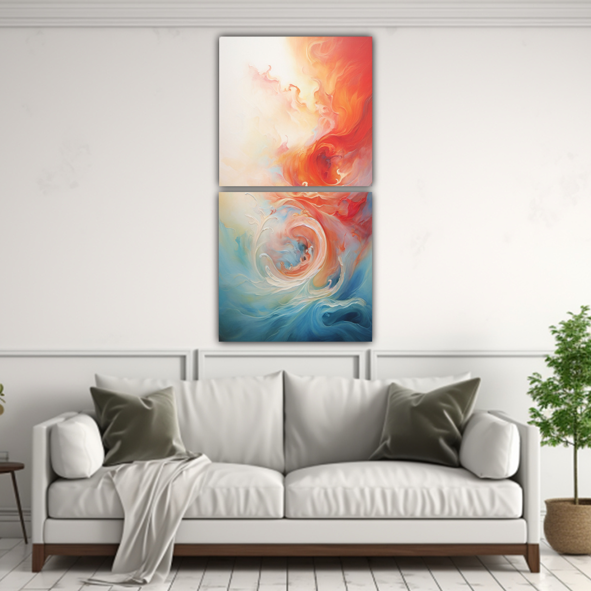 PINTURAS DECORATIVAS DE DOS CUADROS COMPOSICIÓN 70X140 CM - 2